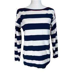 LRL Ralph Lauren Pullover Nautical Stripes thick knit top Sz S long sleeves